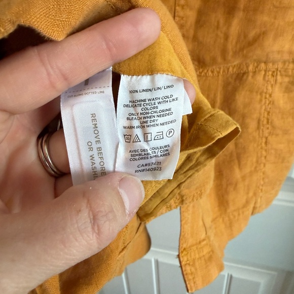 NWT Lou & Grey yellow linen pocket button mini dress, size M - Picture 5 of 6